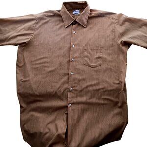 XL Vintage 70's Summer Shirt Bonds Mens 17-17.5 Short Sleeve Tan Button-Up Mod